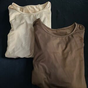SHEIN Dual-Tone Cream and Brown Bodysuits